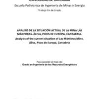 Análisis de la situación actual de la Mina Las Mánforas. Áliva, Picos de Europa, Cantabria